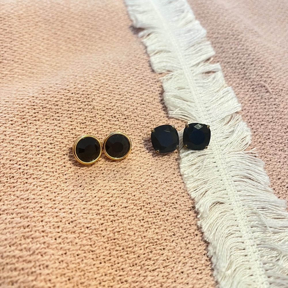 TWO (2) Pairs of Kate Spade Black Crystal Stud Earrings